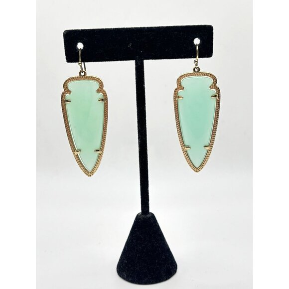 Kendra Scott Gold Green Elle Drop Earrings - Picture 5 of 6